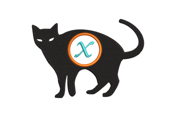 Black Cat Letter X: A Unique Embroidery Design