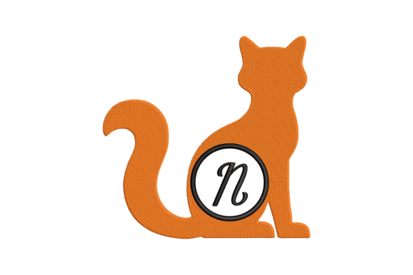 Cat Letter N Embroidery Design