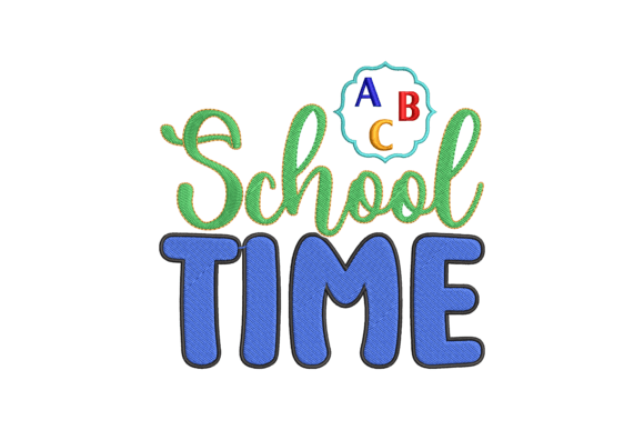 School Time Embroidery Design