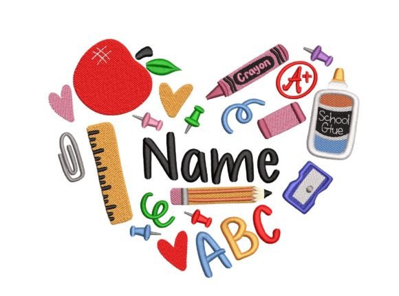 Teacher Heart Embroidery Design
